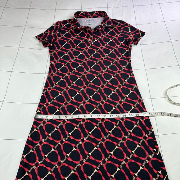 Ibkul Dress Womens XS Black Red Chain Equestrian Short Sleeve Golf Sporty Casual - Picture 8 of 9